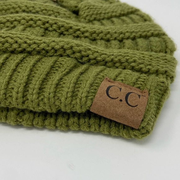C.C Olive Green Knit Beanie NWT - Picture 2 of 6